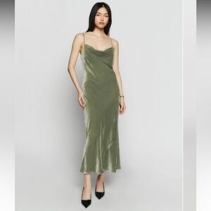 Reformation Salamanca Dress in Artichoke Velvet